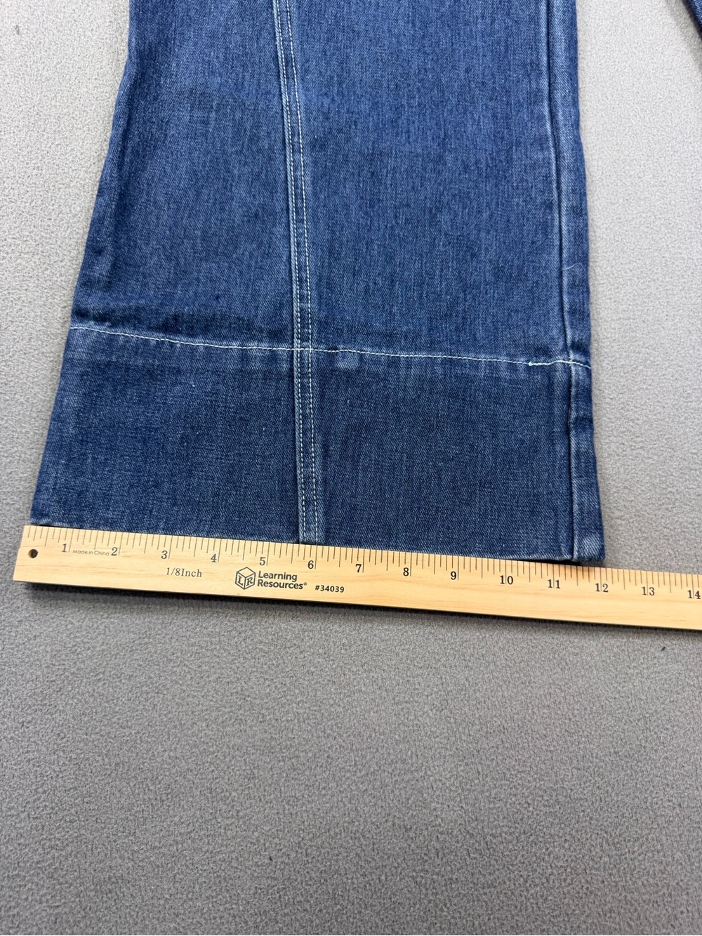 Cider Wide Leg Cropped Seam Panel Blue Denim 70’s Style Jeans, Size Medium - Picture 13 of 14